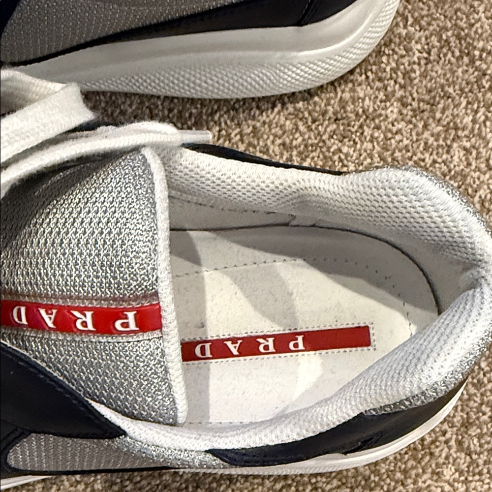 Prada Men's Dark Blue and Light Gray America’s Cup Soft Bike Low Top - Picture 6 of 13
